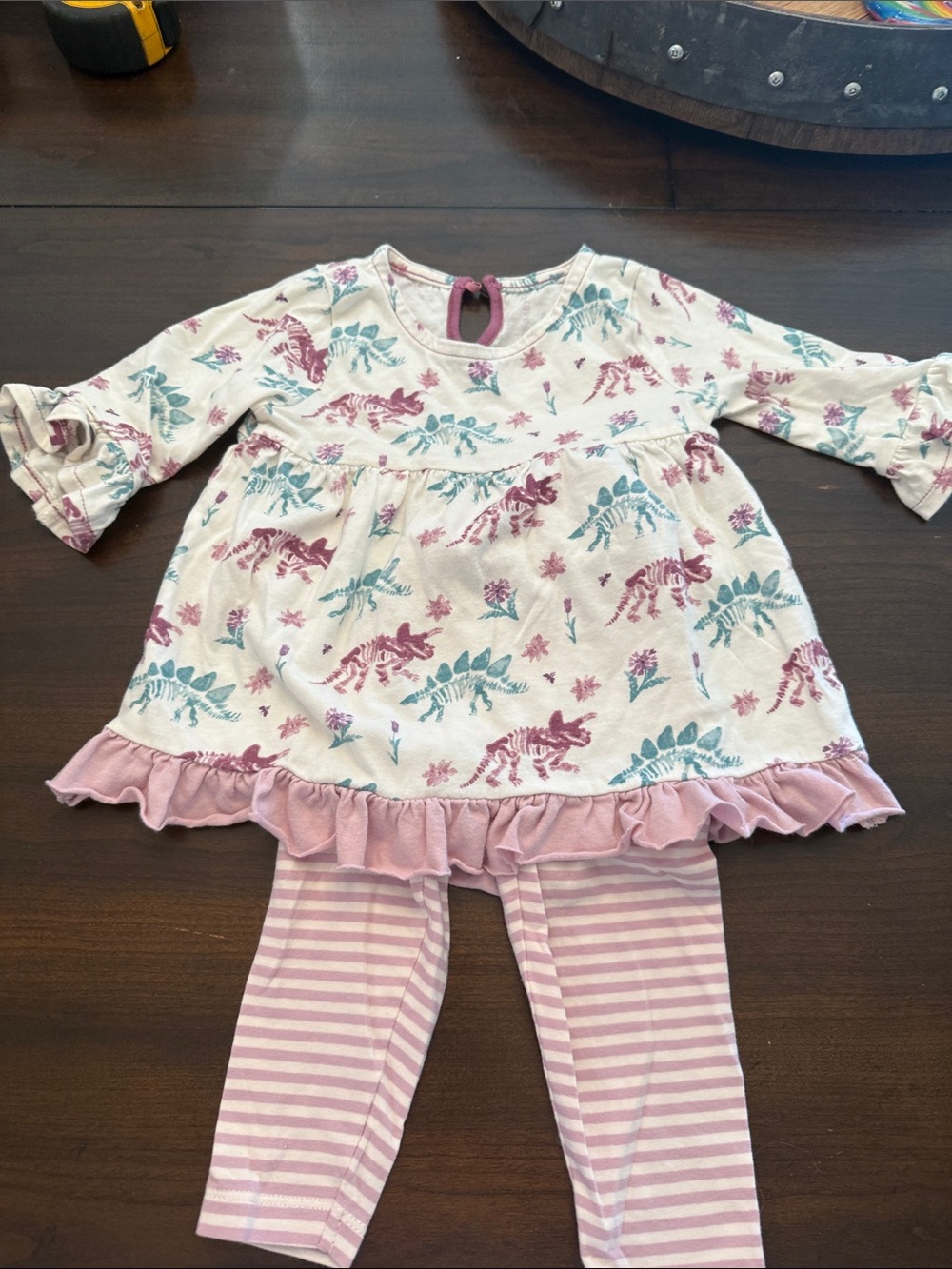 Burt's Bees Baby Pink & Teal Dinosaur Ruffle Play Set